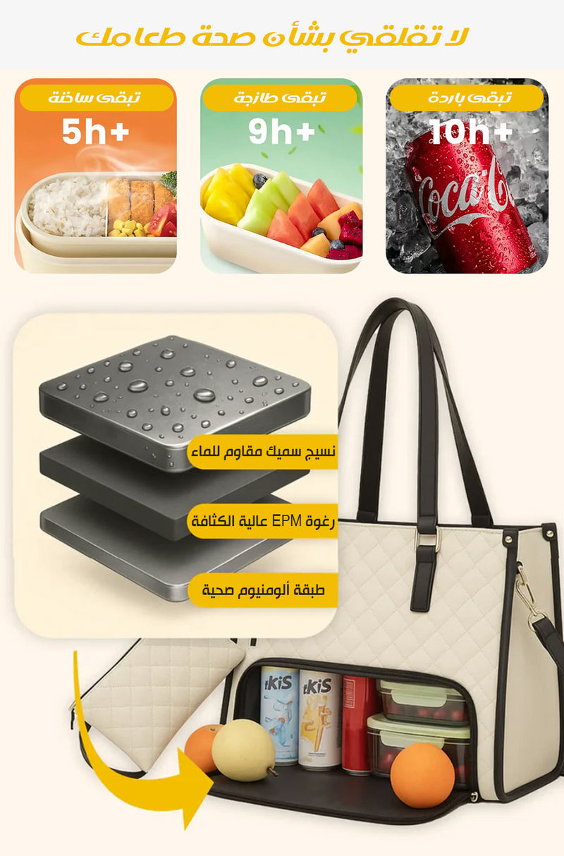حقيبة طبقتين للمواد الغذائية و المقتنيات الشخصية + هدية حقيبة صغيرة 2-in-1 Bag And Lunch Box Combo