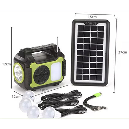 نظام إضاءة على الطاقة الشمسية مع بلوتوث وراديو GD-8072 Solar-Powered Lighting System With Bluetooth And Radio