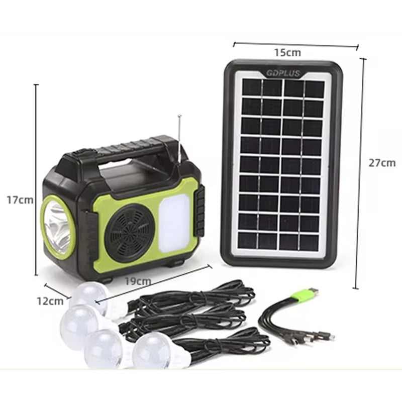 نظام إضاءة على الطاقة الشمسية مع بلوتوث وراديو GD-8072 Solar-Powered Lighting System With Bluetooth And Radio