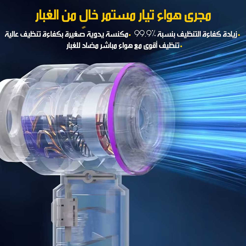 مكنسة يدوية لاسلكية محرك قوي مع فلتر HEPA للتنظيف Cordless Handheld Vacuum Cleaner Powerful Motor, HEPA Filter, Wireless