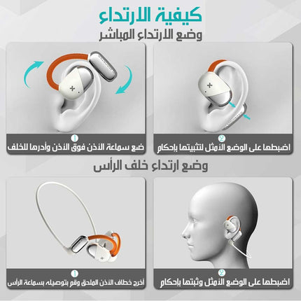 سماعات رياضية لاسلكية بتقنية عزل الضوضاء Mini OWS Bluetooth Wireless Sports Earphones With Noise Cancelling