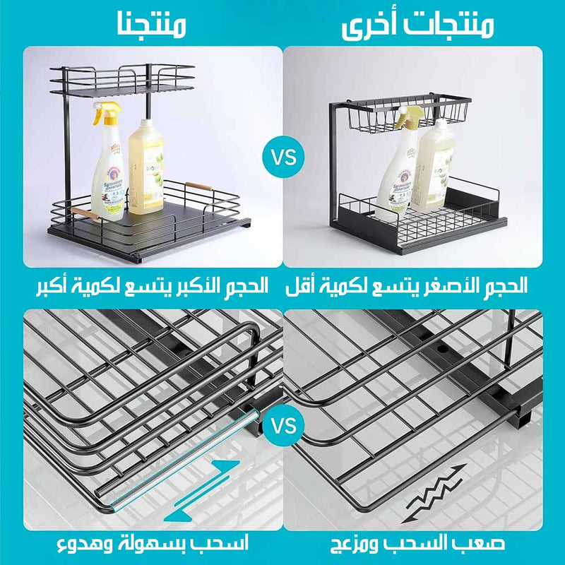 رف مزدوج قابل للسحب لتنظيم المطبخ Double Pull-Out Mesh Rack