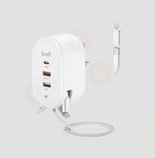 شاحن 3 مداخل بسرعة 30 واط من شركة budi