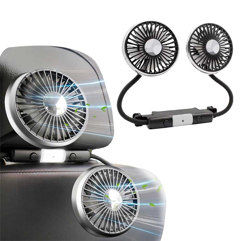 مروحة سيارة مزدوجة الرأس مع إضاءة LED F310 Dual-Head Car Fan With LED & Flexible Hose