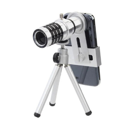 تيليسكوب تكبير x12 لكاميرة الهاتف مع قاعدة تثبيت ثلاثية   Portable 12x Zoom Telescope