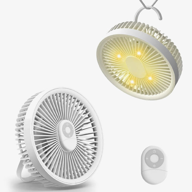 مروحة محمولة قابلة للتعليق و شحن مع اضاءة ليلية وريموت DESKTOP FAN LJQ-131