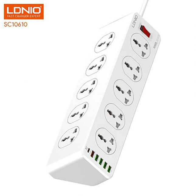 وصلة كهربائية 10 مقابس و5 مداخل  usb +مدخلLdnio sc10610 type c