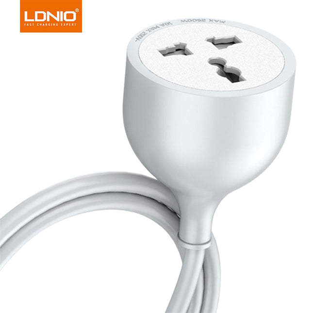 فيش ثلاثي بسلك 5 متر 10امبير Ldnio  UNIVERSAL POWER STRIP WITH 5M EXTENSION POWER CORD