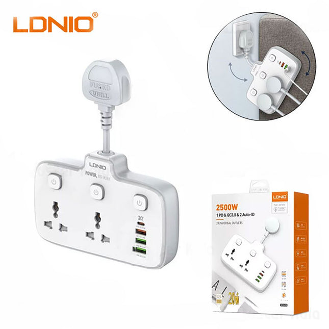 وصلة كهربائية بمفاتيح تشغيل منفصلة  Ldnio Universal Power Strip  2500W QC3.0 SC2413
