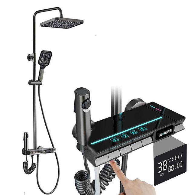مجموعة دش مطري مضيء بشاشة ديجيتال Digital Led Display Shower Mixer Q-02