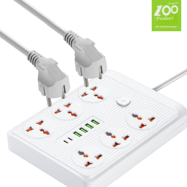 وصلة كهربائية بـ6 مقابس و4 مداخل ومخرجين power socket anti- static  no:t2o5pd  type c-a