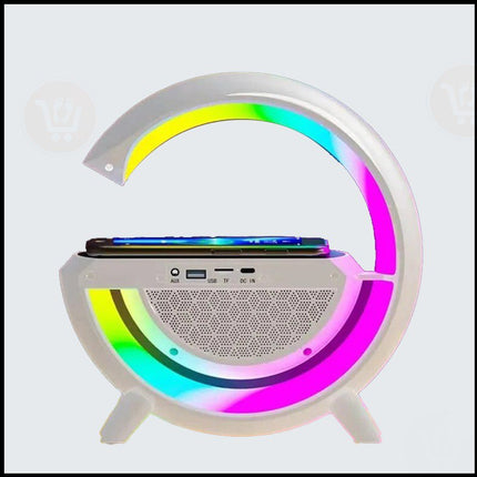 سماعه وشاحن لاسلكي للموبايل مع اضاءة ليد  RGB wireless charging desk lamp