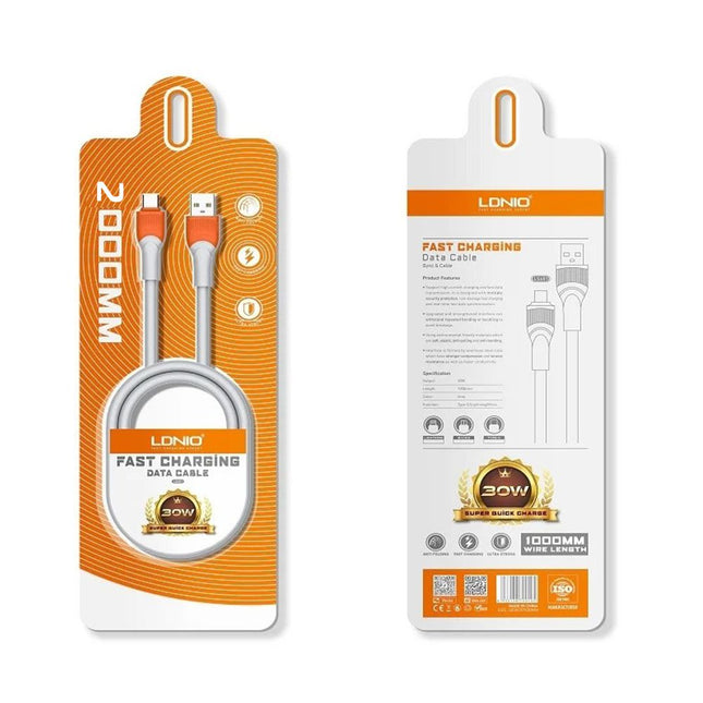 وصلة شحن   Ldnio fast charging data cableسريعة 4000MM & 3000MM