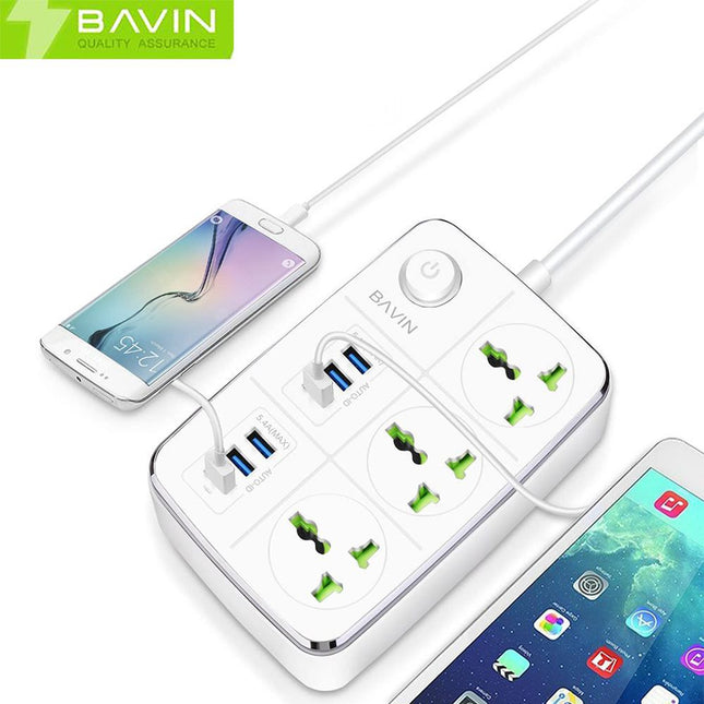 وصلة كهربائية بـ3 مقابس + 6 BAVIN 5.4A USB