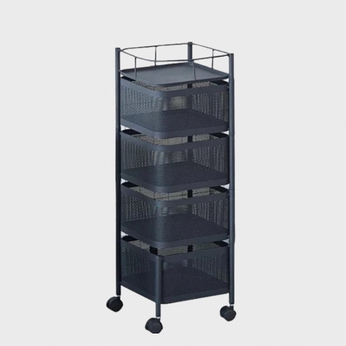 رفوف مربعة معدنية متعددة الطبقات لإستخدامات عديدة قابلة للدوران   layers Kitchen Rotating Trolley