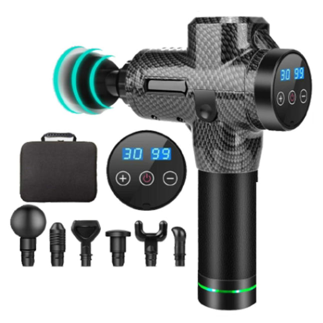 فرد مساج رياضي ديجيتال 30 سرعة و6 رؤوس 30 Speed Massage Gun Percussion Massager Deep Tissue Muscle Vibrating + 6 Heads