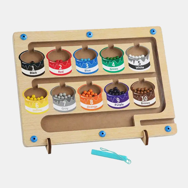 لوح الألوان المغناطيسية وأرقام تعليمية للأطفال  Montessori Educational Wooden Magnet Puzzle Game Board