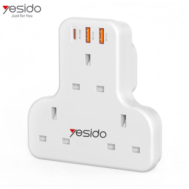 مقبس حائط ثلاثي مع 3 مداخل USB yesido Power Socket