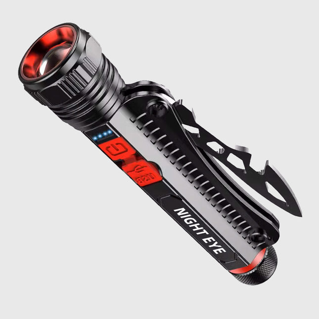 كشاف بعيد المدى مع سكين وفتاحة العلب وشاكوش  للطوارئ Multifunctional flashlight