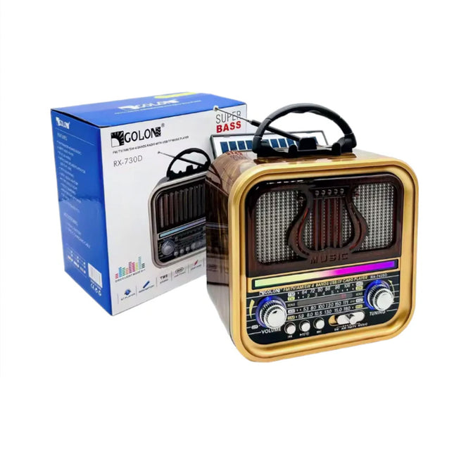 راديو بلوتوث يعمل بالشحن والبطارية والطاقة الشمسية Newest High Quality Retro Radio AM/TV/FM/SW 4 RX-730SD