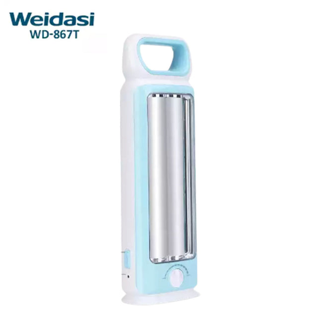 مصباح الطوارئ يعمل بالشحن سهل للتنقل والحمل         The rechargeable emergency light is easy to move and carry       WEID ASI   WD-867T