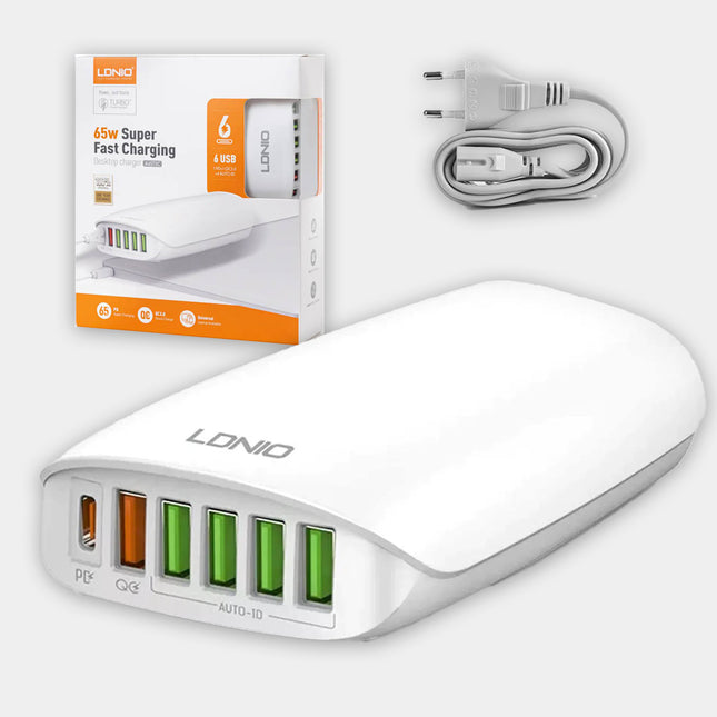 شاحن سريع بـ6 منافذ  ldnio charger 6 usb port a6537 usb
