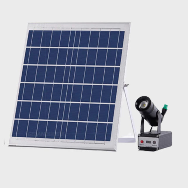 كشاف يعلق على الجدار أو على الأرض مع لوح شمسي A spotlight that hangs on the wall or on the ground with a solar