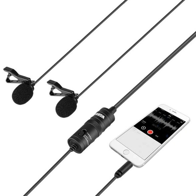 مايكرفون بمشبك تثبيت عدد 2 Boya BY-M1DM Dual Omni-directional Lavalier Microphone
