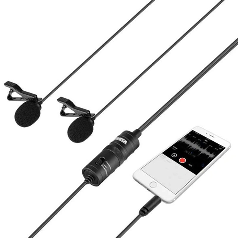 مايكرفون بمشبك تثبيت عدد 2 Boya BY-M1DM Dual Omni-directional Lavalier Microphone