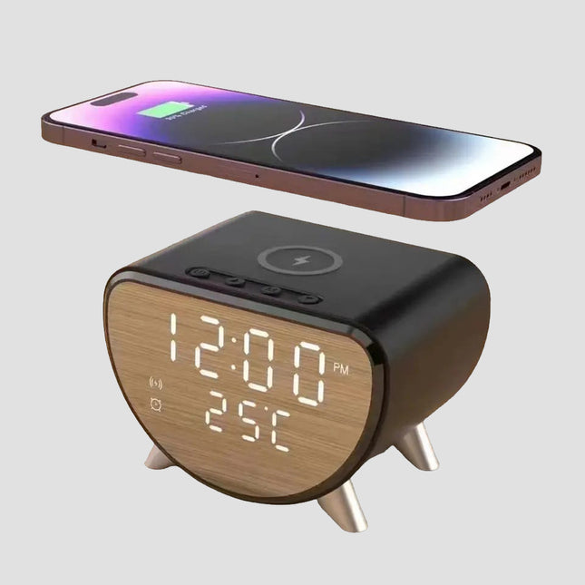 ساعة منبه وباوربانك شحن موبايل وايرليس WIRELESS FAST CHARGING