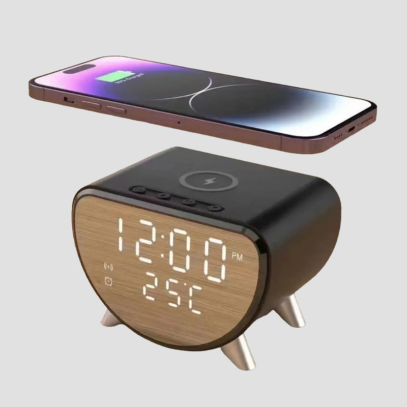 ساعة منبه وباوربانك شحن موبايل وايرليس WIRELESS FAST CHARGING