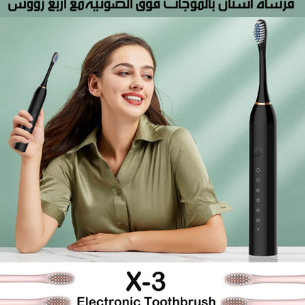 فرشاة أسنان بالموجات فوق الصوتيةمع أربع رؤوس X-3Electronic Toothbrush