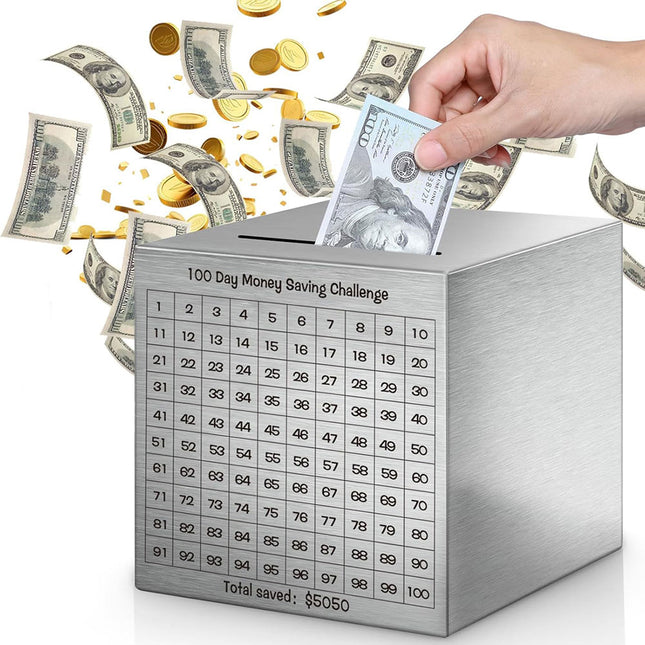 تحدي حصالة المال لمدة 100 يوم 100 Day Money Saving Challenge Box