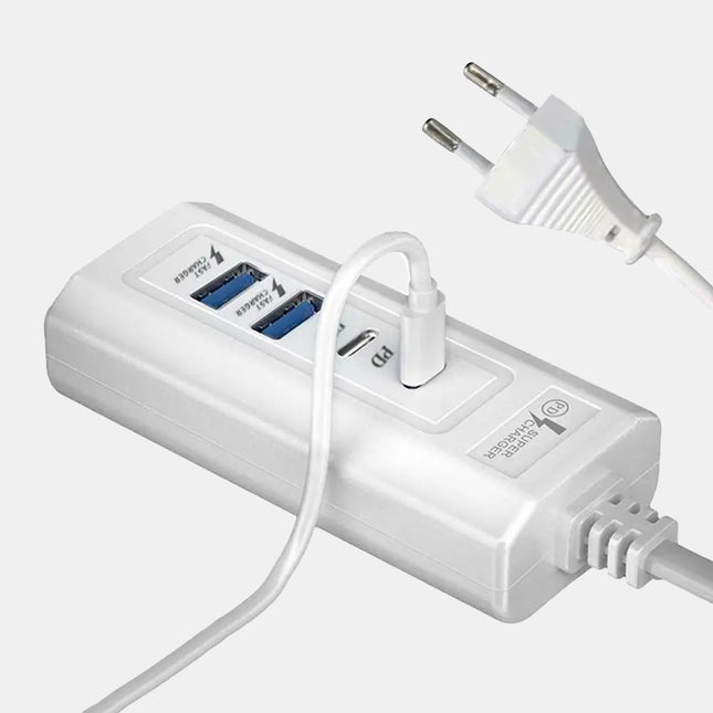 وصلة شحن بمدخلين usb ومدخلين نوع C