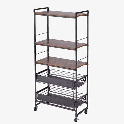 رفوف خشبية و دروج معدنية للمطبخ  Wooden shelves and metal drawers for the kitchen
