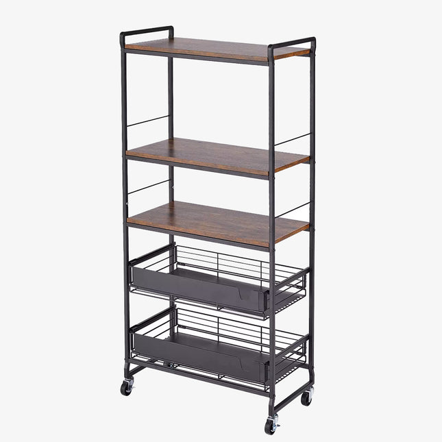 رفوف خشبية و دروج معدنية للمطبخ  Wooden shelves and metal drawers for the kitchen