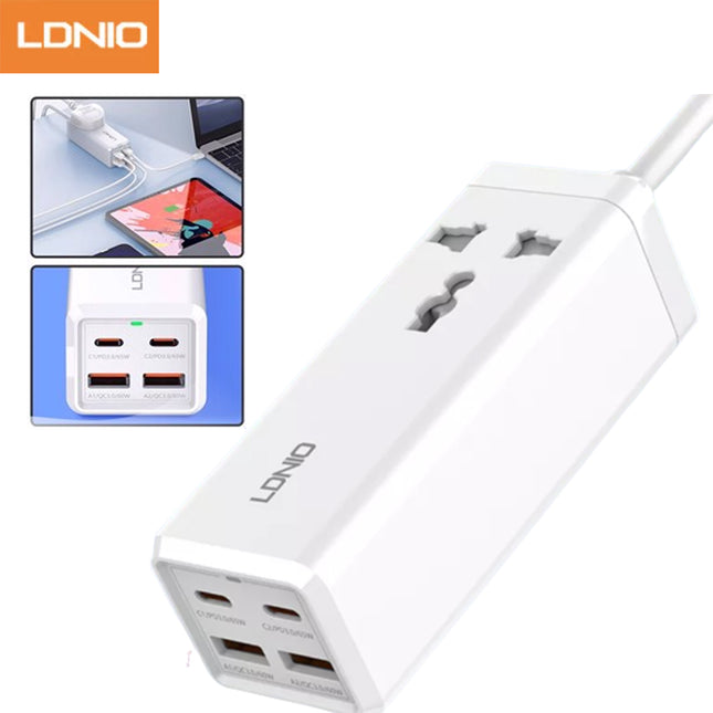 وصلة كهربائية تدعم الشحن السريع و 2 usb  ومخرج واحد desktop  power  strip