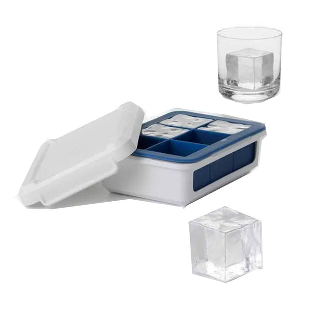مكعبات سيليكون للثلج بستة قوالب مع غطاء Silicone 6 Holes Ice Cube Tray With Cover