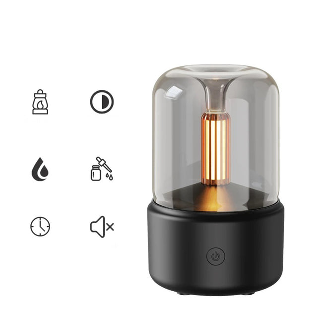 ملطف جو بمعطر زيتي مع إضاءة على شكل شمعة ultrasonic atomization