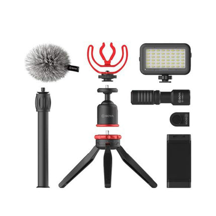 ترايبود الموبايل الثلاثي بمشبك موبايل ومايكرفون تسجيل Boya Universal Smartphone Video Kit BY-VG330
