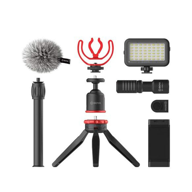 ترايبود الموبايل الثلاثي بمشبك موبايل ومايكرفون تسجيل Boya Universal Smartphone Video Kit BY-VG330