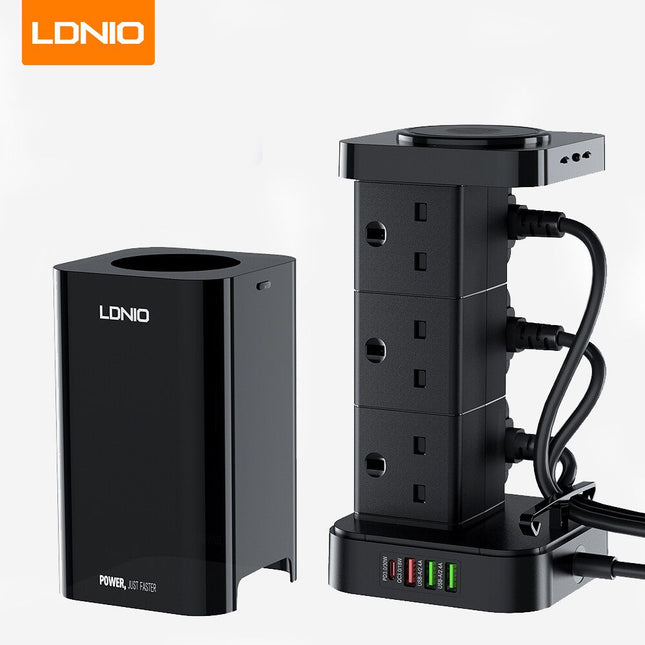 وصلة بـ6 مداخل فيش و 4 مداخل usb  وشحن لاسلكي سريع ldnio skw6457