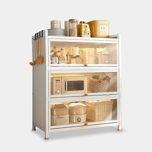خزانة معدنية 3 طبقات مع ابواب Kitchen fluted flip shelf