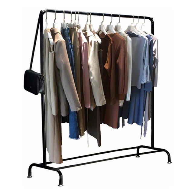 ستاند تعليق ملابس المعدنية Black Clothes Rail with Bottom Storage Shelf