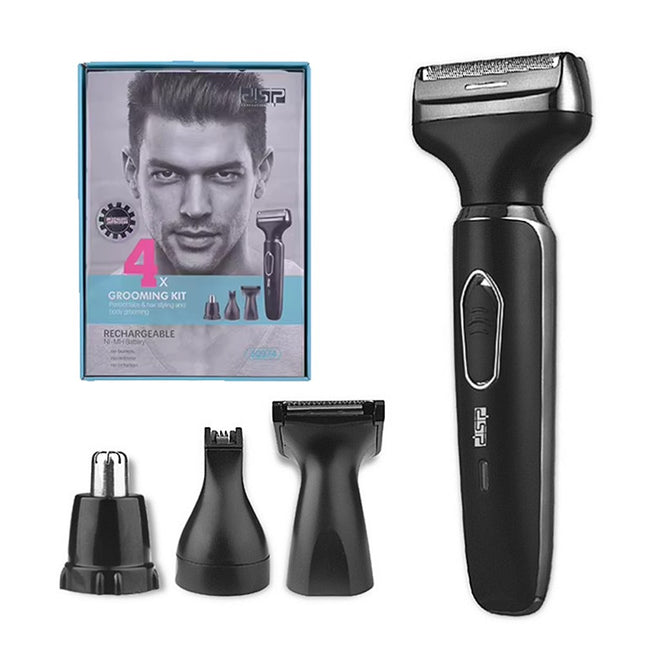 ماكينة حلاقة كهربائية 4 في 1 قابلة لإعادة الشحن مع أداة لتشذيب الأنف 60074 4-in-1 Rechargeable Electric Shaver With Nose Trimmer