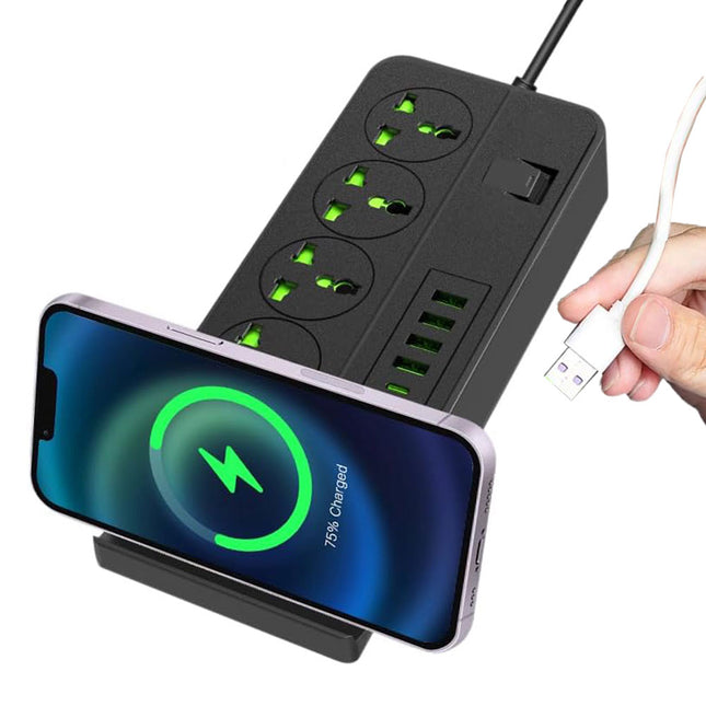 وصلة كهرباء مع شاحن وايرليس ومداخل  power socket  usb