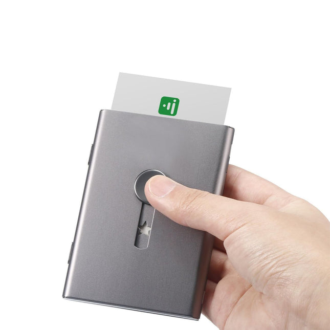 حافظة بطاقات الائتمان تعمل بضغطة زر بالإبهام Credit Card Case, Business Card Holder