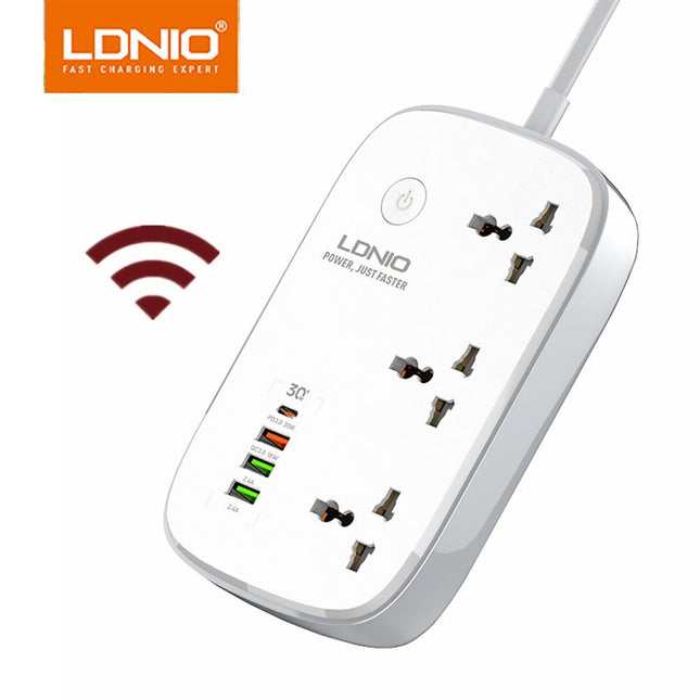 وصلة كهربائية واي فاي مزودة بتطبيق Ldnio  Scw3451 Wi-Fi Smart Power Strip  3 Power Socket 4 USB Ports