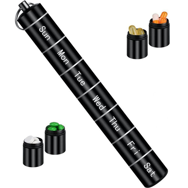 منظم أدوية وفيتامين يومي أسطواني الشكل Portable aluminum alloy medicne