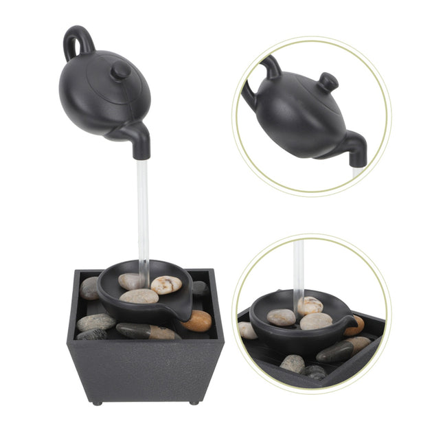 نافورة مياه إبريق مع أحجار إضاءة LED Floating Teapot Water Fountain Ornament